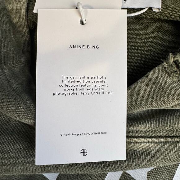 Anine Bing Sport Harvey Hoodie Sweatshirt in Dusty Olive Size Small - Picture 9 of 10